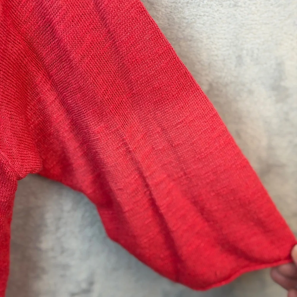 J. Jill Knit Top Womens 2X Red Shoulder Button Linen Blend 3/4 Sleeve Sweater - Picture 14 of 14